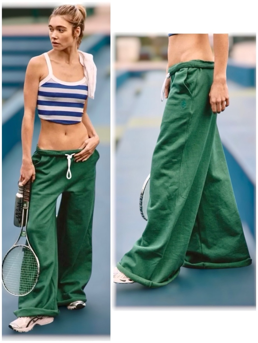 NWT Free People x FP Movement For The Win Wide-Leg Pants In Green